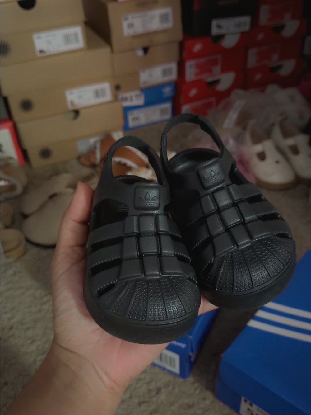 adidas Kids Black Closed-Toe Jelly Sandals